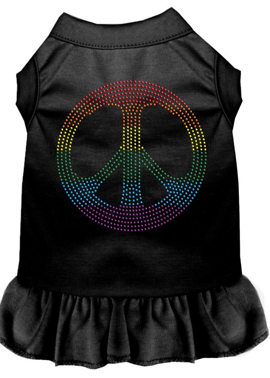 Rhinestone Rainbow Peace Dress Black XS